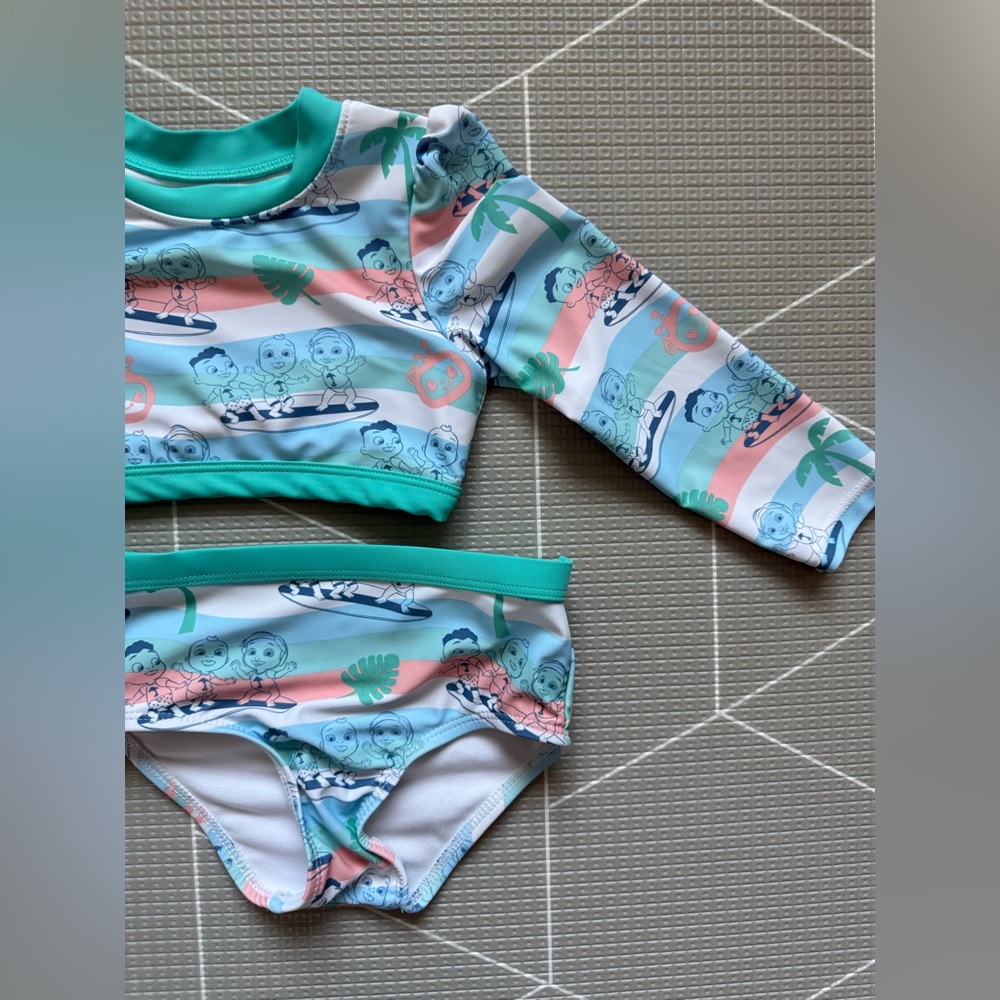 Cocomelon|Baby girl/toddler two piece matching bikini set swimwear,long sleeve•
